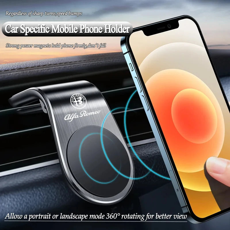 Magnetic Car Phone Holder Metal Stand Accessories For Alfa Romeo 147 159 Giulietta GT 4C Giulia 156 Tonale Mito Stelvio Volante