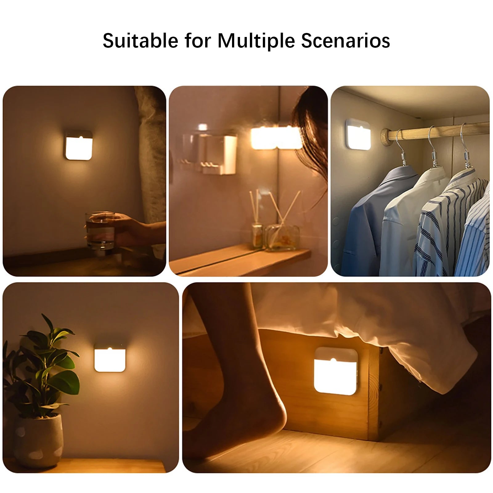 Rechargeable Night Light LED Motion Sensor Lamp Warm Wireless, for Bedroom Stairway Closet Kitchen Wardrobe