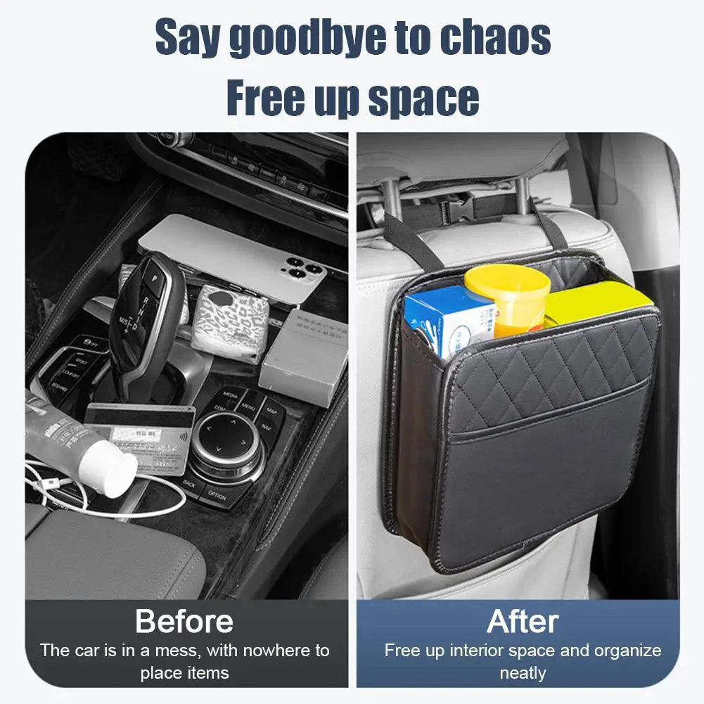 Car Seat Back Storage Bag Multifunctional Large Capacity Garbage Bag Waterproof Hanging Car Seat Organizer For Most Car SUV