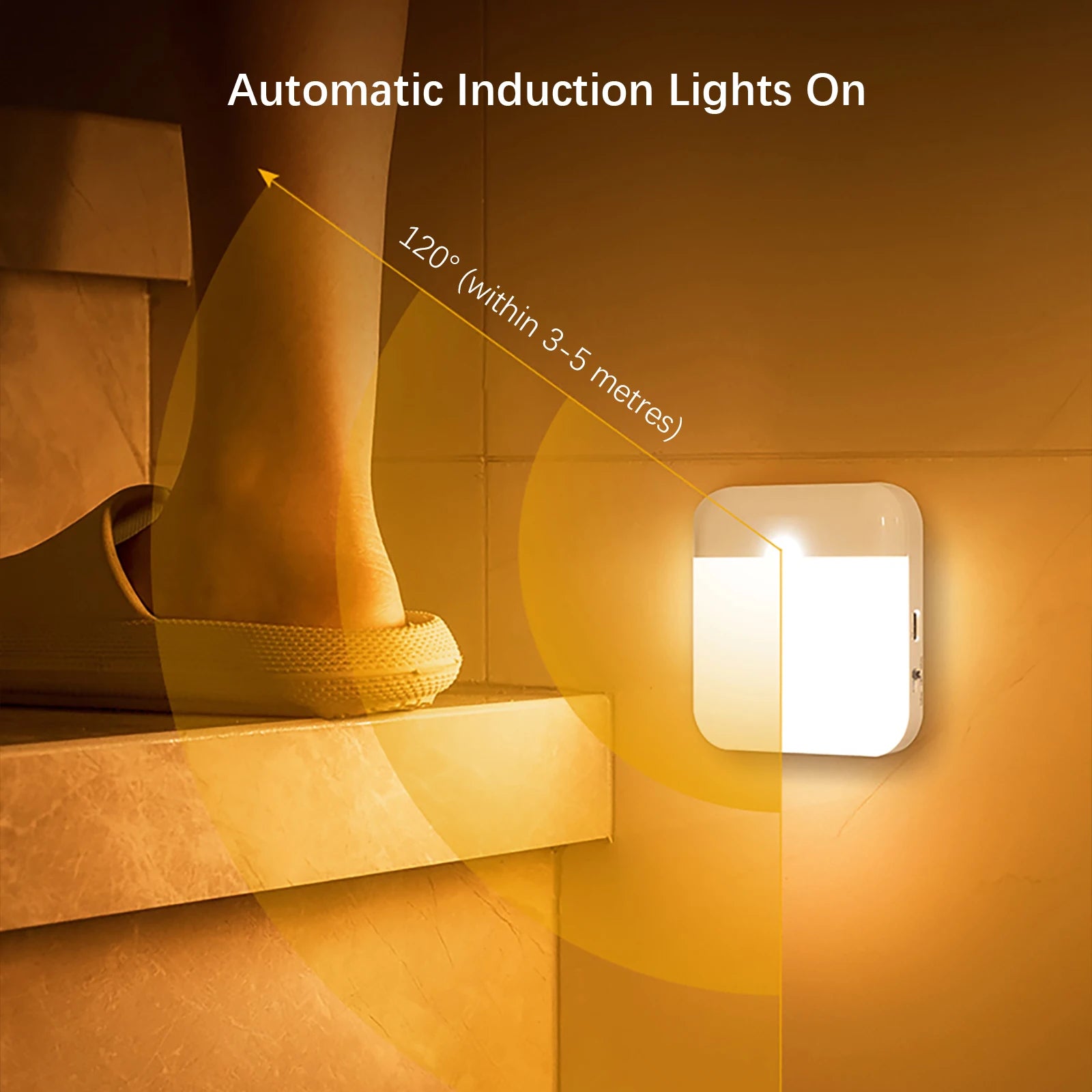 Rechargeable Night Light LED Motion Sensor Lamp Warm Wireless, for Bedroom Stairway Closet Kitchen Wardrobe