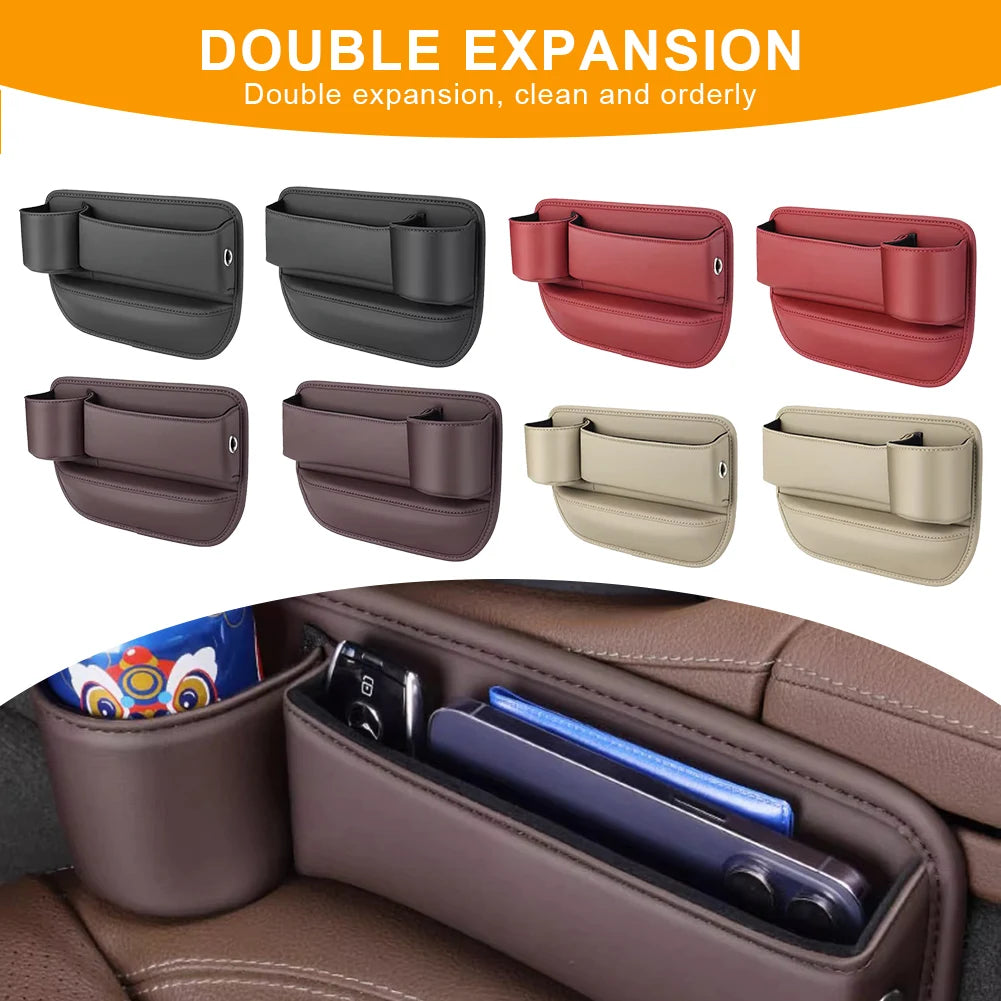 Car Seat  Organizer Leather Multifunction Console Crevice Filler Car Interior Storage Pocket Car Seat Side Drink Phone Holder
